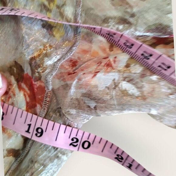 L.I.F.E Womens Blouse Sz XL Sheer Floral Print Romantic Swiftie Elastic Coquette - Picture 11 of 13